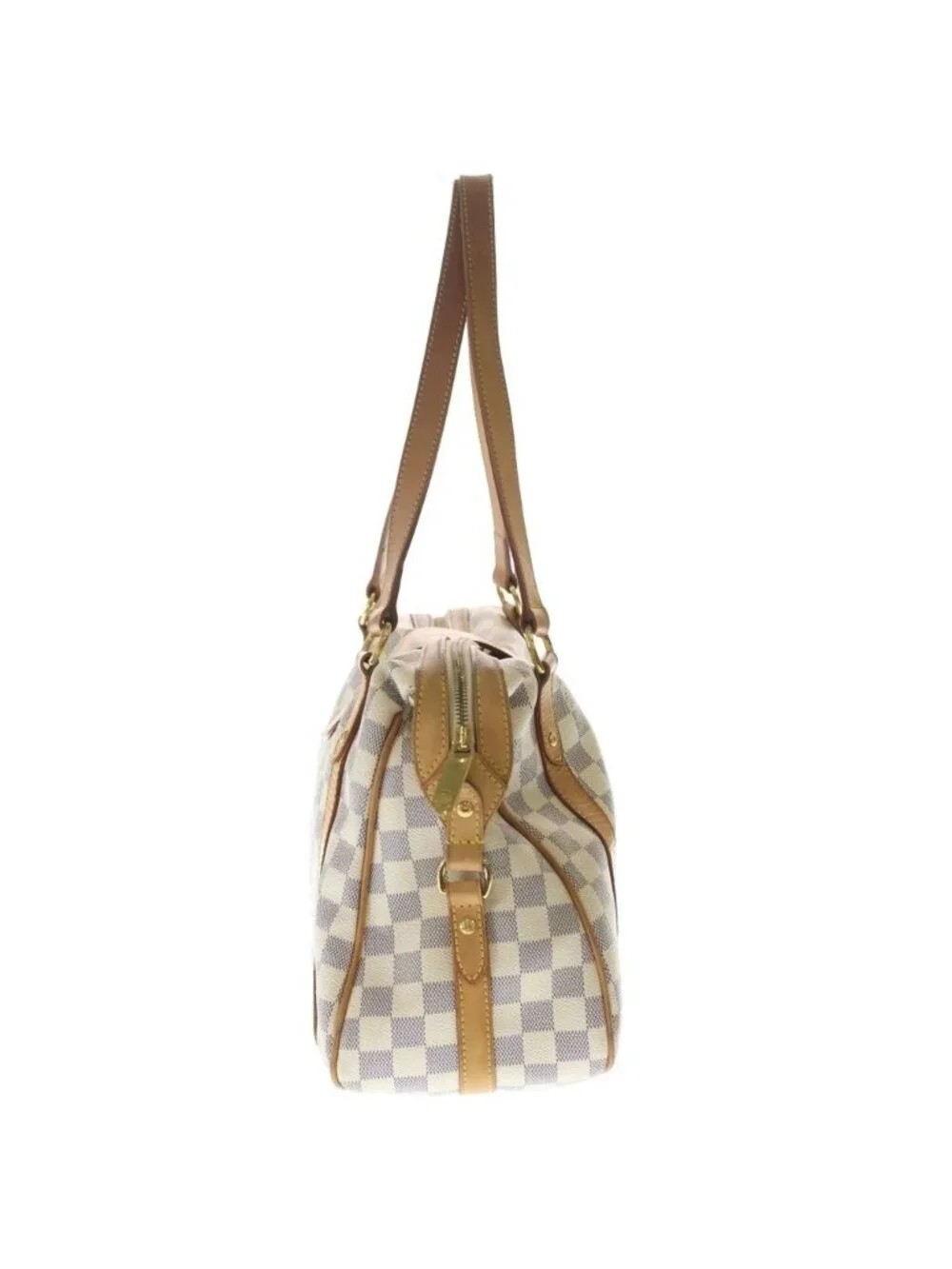 Louis Vuitton Damier Azur Strethe GM Handbag Ivory Brown Leather Gold